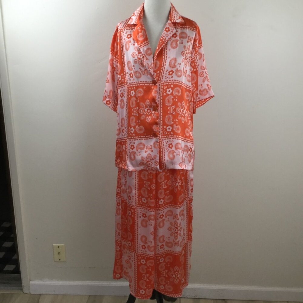 Lisa Says Gah Alyssa Orange Top AND Pant Lounge Set xs - Picture 3 of 13